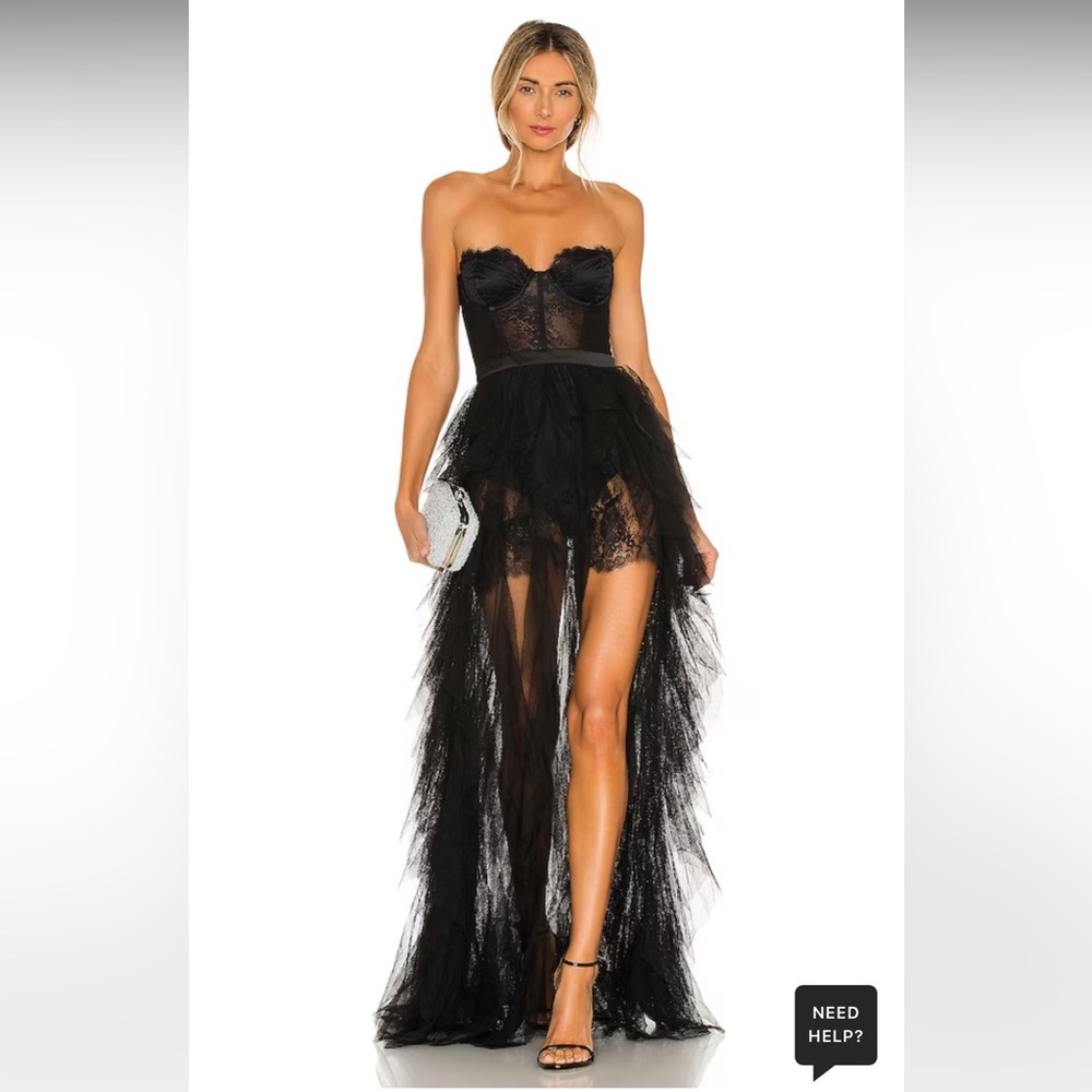 FOR LOVE AND LEMONS X REVOLVE BUSTIER GOWN IN BLACK